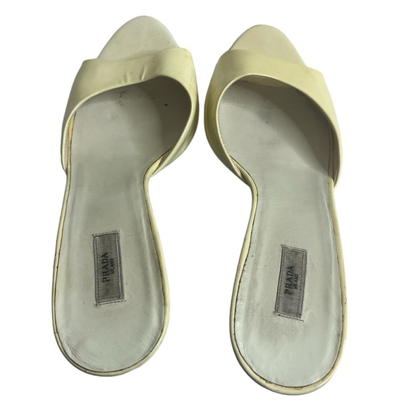 PRADA Patent Leather Peep Toe Heel Off-White 38.5 - Picture 7 of 15